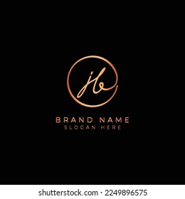 J, B, JB Initial letter handwritten and signature vector logo. Business template in round shape line art