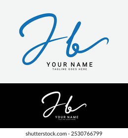 J, B, JB Logotipo inicial de la letra. Logo de Alphabet JB Handwritten Signature