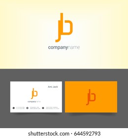 J B joint letter logo vector with business card template