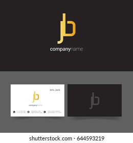 J B joint letter logo vector with business card template