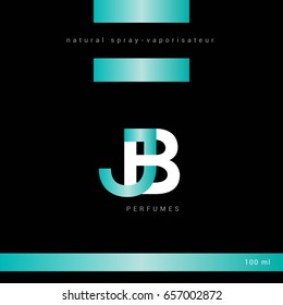 J B  joint letter logo design vector with perfume packaging template