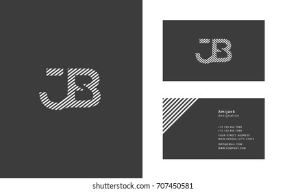 J B joint logo design vector with business card vector