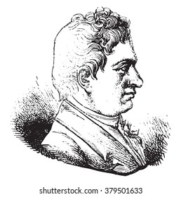 J B Say, On a medal after the hotel Museum of coins in Paris, vintage engraved illustration. Magasin Pittoresque 1878.
