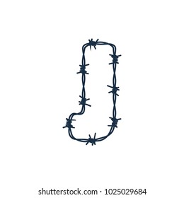 J Barbed Wire Letter Logo Icon Design