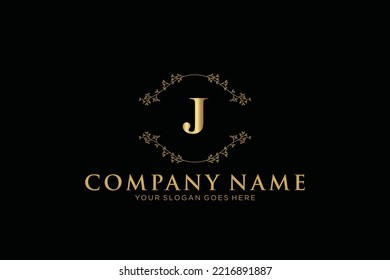 J Beauty vector initial logo, handwriting logo of initial signature, wedding, fashion, jewerly, boutique, floral and botanical with creative template for any company or business.