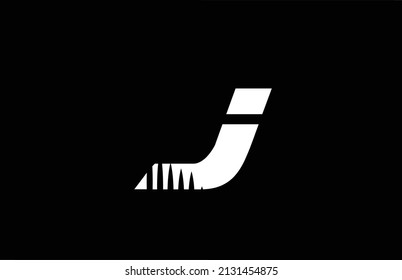 J black and white alphabet letter logo icon with spikes design. Creative template for business and company 