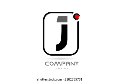 J black and white alphabet letter logo icon design with japanese style lettering and red dot. Creative template for company and business 