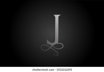 J elegante blanco y negro monograma ornamento símbolo de letra símbolo para el lujo. Diseño de bronce empresarial para productos empresariales