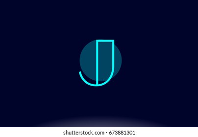 j blue line circle letter logo alphabet creative company vector icon design template