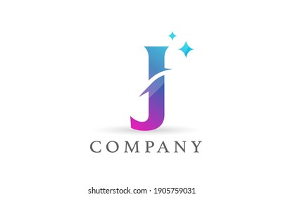 J blue pink gradient alphabet letter logo for business and company. Creative lettering and corporate identity. Branding design