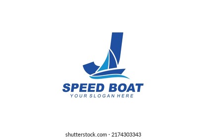 J Boat logo design inspiration. Vector letter template design for brand.