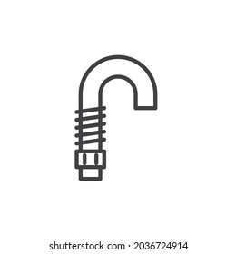 J Bolt with nut line icon. linear style sign for mobile concept and web design. J bolt fix outline vector icon. Symbol, logo illustration. Vector graphics