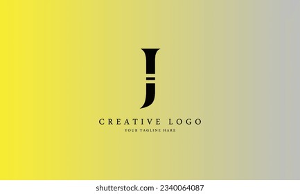 Marca J diseño profesional de logotipo negro creativo mínimo para todo tipo de negocios con plantilla de fondo degradado.