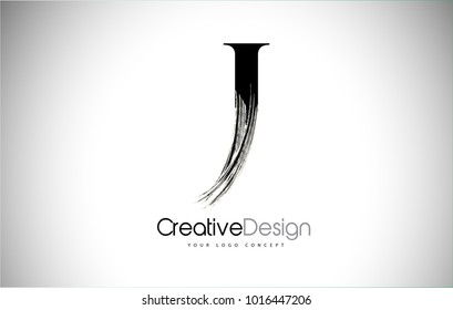 J Brush Stroke Letter Logo Design. Black Paint Logo Letter  Icon with Elegant Vector Design.