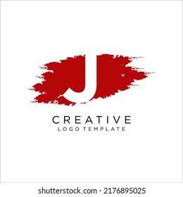 J Brush Stroke Letter Logo Design. Black Paint Logo Letter Icon Design.