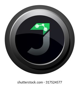 J button, letter J logo icon vector design