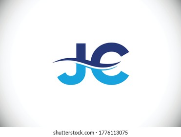 J C Diseño de logotipo de carta inicial, símbolo gráfico de alfabeto para identidad empresarial