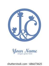 J C initial wedding decorative logo template