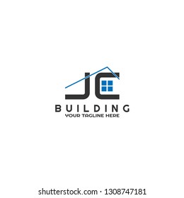 J and C initials, Modern Building logo template, vector logo for business corporate, Architect icon or symbol, build construction, element, illustration -vector