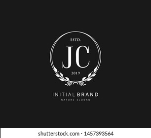 J C JC Beauty vector initial logo, handwriting logo of initial signature, wedding, fashion, jewerly, boutique, floral and botanical with creative template for any company or business.