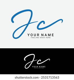 J, C, JC Initial letter logo. Alphabet JC Handwritten Signature logo