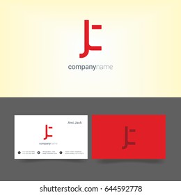 J C joint letter logo vector with business card template