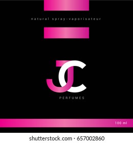 J C  joint letter logo design vector with perfume packaging template