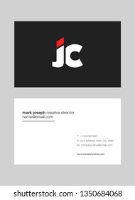 J & C letters Joint logo icon with business card vector template.
