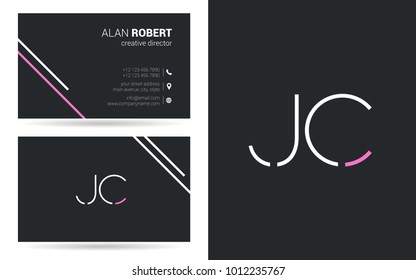 J & C line letter logo with business card template