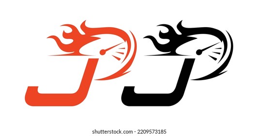 J Car Logo Vector Icon Symbol Template. Driver Logo Vector Illustration. Car Speed Logo Vector