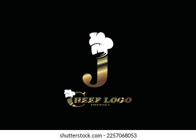 J chef's hat Letter logo template for your branding.