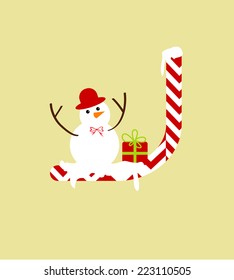 J christmas design font vector