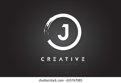 J Circular Letter Logo with Circle Brush Design and Black Background.