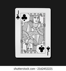 j clubs poker card in dark bacground.