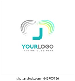 J Creative Logo. Abstract colorful vector illustration circle on a white background. Rainbow line icon.