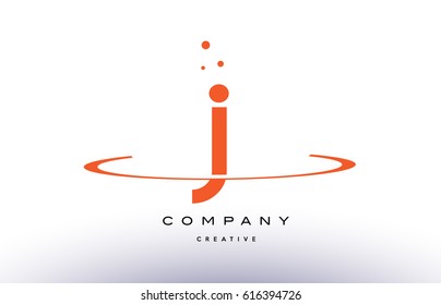 J creative orange swoosh dots alphabet company letter logo design vector icon template
