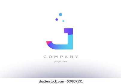 j creative pink purple blue modern dots creative alphabet gradient company letter logo design vector icon template