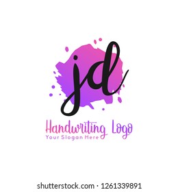 J D Initial handwriting logo vector
