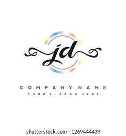 J D Initial handwriting logo vector