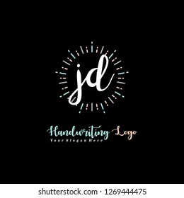 J D Initial handwriting logo vector