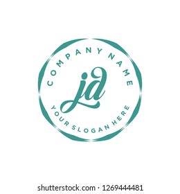 J D Initial handwriting logo vector