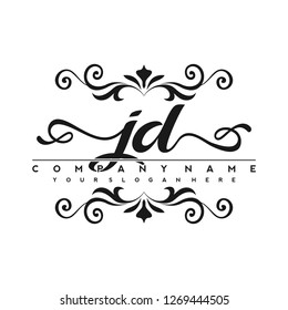 J D Initial handwriting logo vector