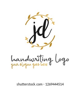 J D Initial handwriting logo vector