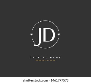 J D JD Beauty vector initial logo, handwriting logo of initial signature, wedding, fashion, jewerly, boutique, floral and botanical with creative template for any company or business.