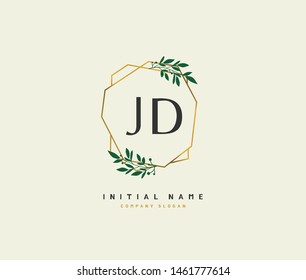 J D JD Beauty vector initial logo, handwriting logo of initial signature, wedding, fashion, jewerly, boutique, floral and botanical with creative template for any company or business.