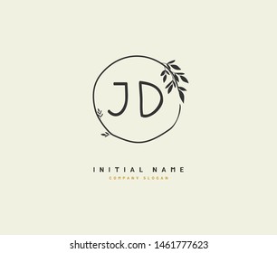 J D JD Beauty vector initial logo, handwriting logo of initial signature, wedding, fashion, jewerly, boutique, floral and botanical with creative template for any company or business.