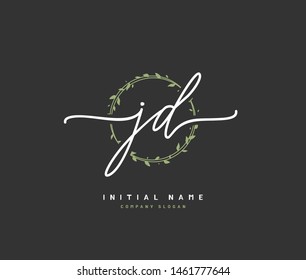 J D JD Beauty vector initial logo, handwriting logo of initial signature, wedding, fashion, jewerly, boutique, floral and botanical with creative template for any company or business.