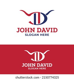 J D JD DJ Horn Letter Monogram Initial  Logo Design Template. Suitable for General Sports Fitness Construction Finance Company Business Corporate Shop Apparel in Simple Modern Style Logo Design.