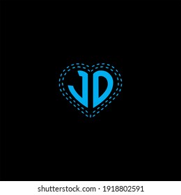 J D letter logo vector design on black color background. JD monogram