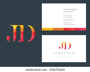 J & D multicolor joint Letters Logo Icon with business card template